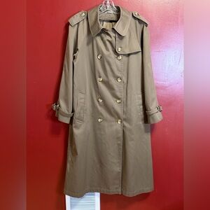 Vintage Evan Picone Classic Trench Coat Women’s Large Khaki Double Breasted